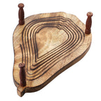 Pear Shape Hand Carved Wooden Spring Tray with Small Legs (36x24x9.5cm) - Natural Brown