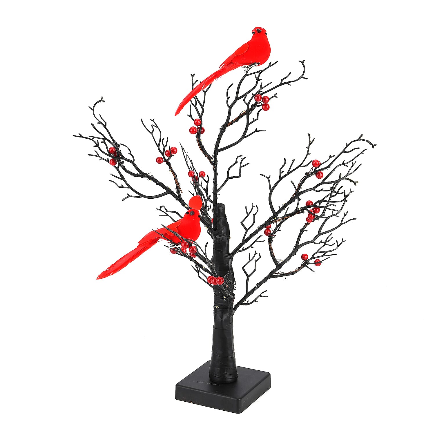 Tree Lamp with 60 Warm White LED Copper Wire Lights (53 cm) - Red