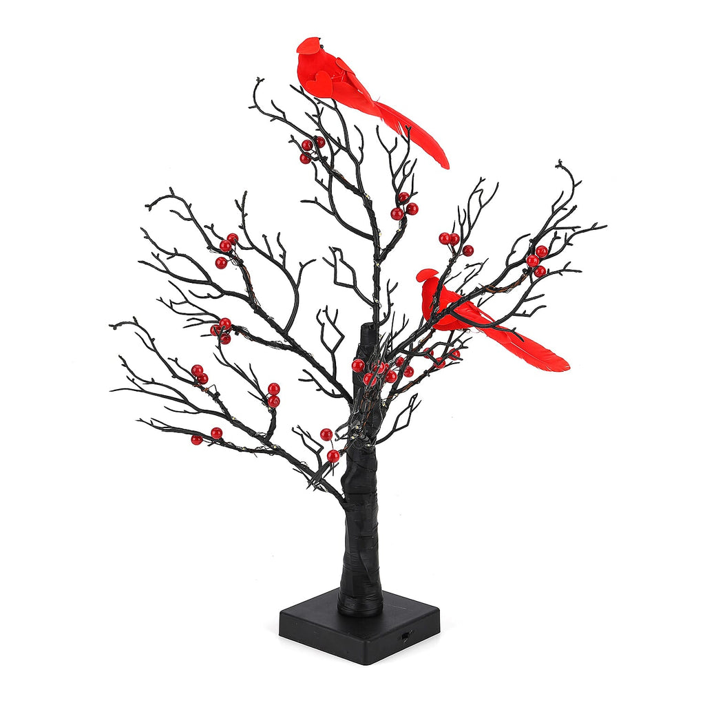 Tree Lamp with 60 Warm White LED Copper Wire Lights (53 cm) - Red