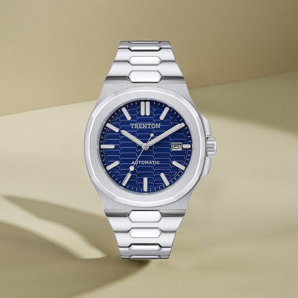 Trenton Watch Co. The Catalina Automatic 44.5mm Watch - With Stainless Steel Bracelet- 50ATM, Mineral Glass - With Lifetime Warranty