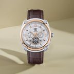 Mens Trenton The Michigan Automatic Open Heart Watch with a Brown Leather Strap