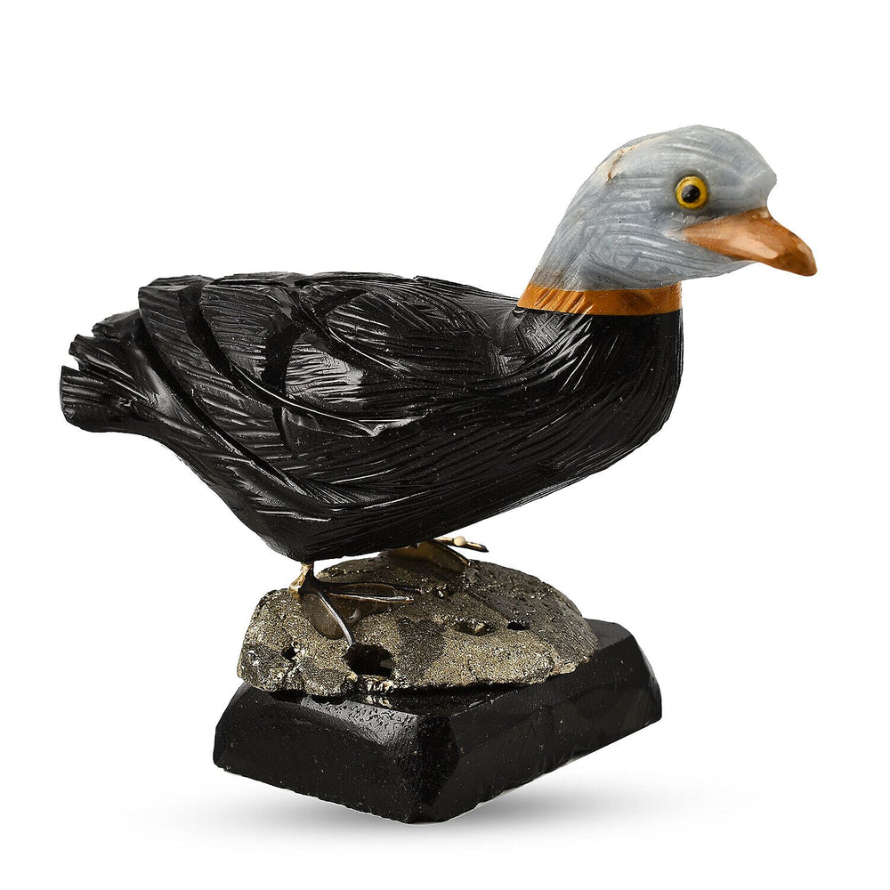 Tucson Find - Gem Decor Duck Figurine (Length 4.5 cm, Height - 8.5 Cm) - Black
