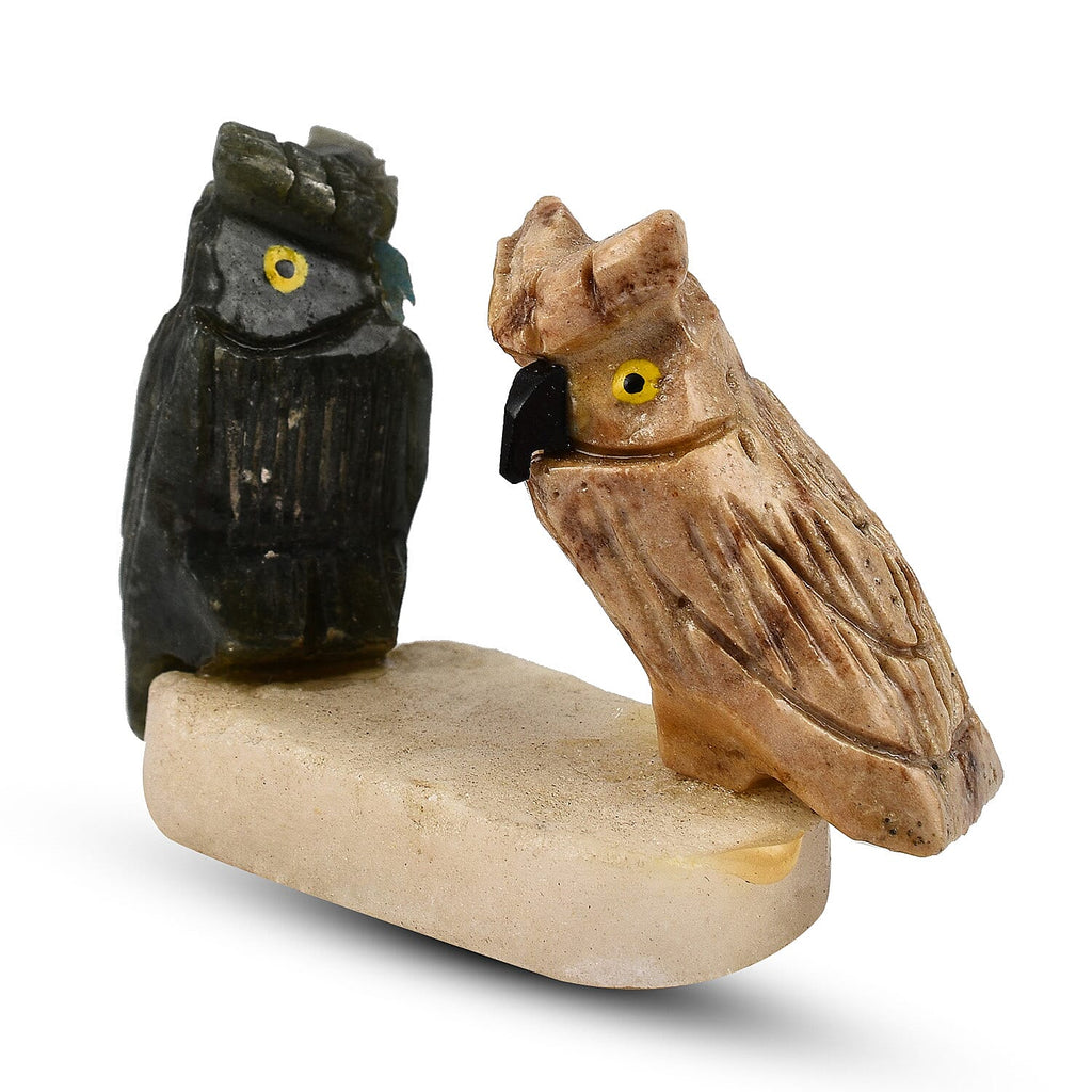 Tucson Find - Gem Decor Owl Couple Figurine (Length 3.5 cm, Height - 10 Cm) - Multi