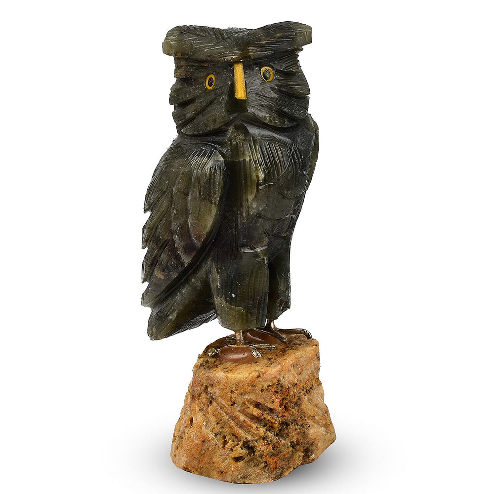 Tucson Find -- Gem Decor Owl Figurine (Length 3.5 cm, Height - 10 Cm) - Green