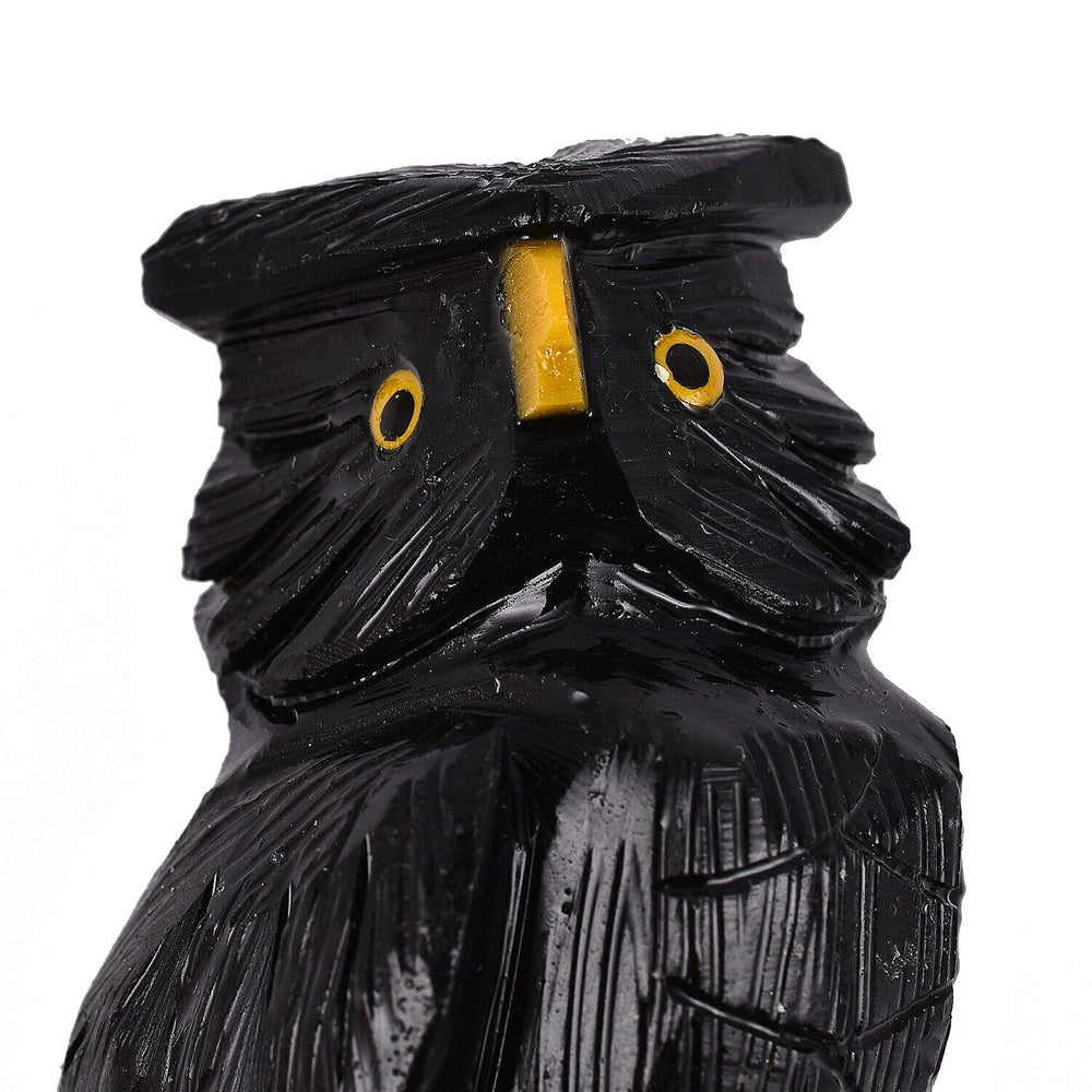 Tucson Find -- Gem Decor Owl Figurine (Length 3.5 cm, Height - 10 Cm) - Black