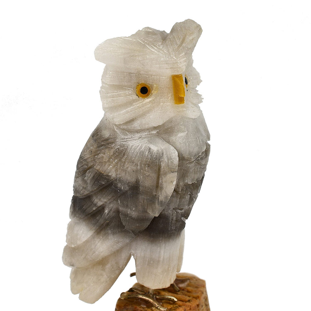 Tucson Find - Gem Decor Owl Figurine (Length 3.5 cm, Height - 10 Cm) - Grey