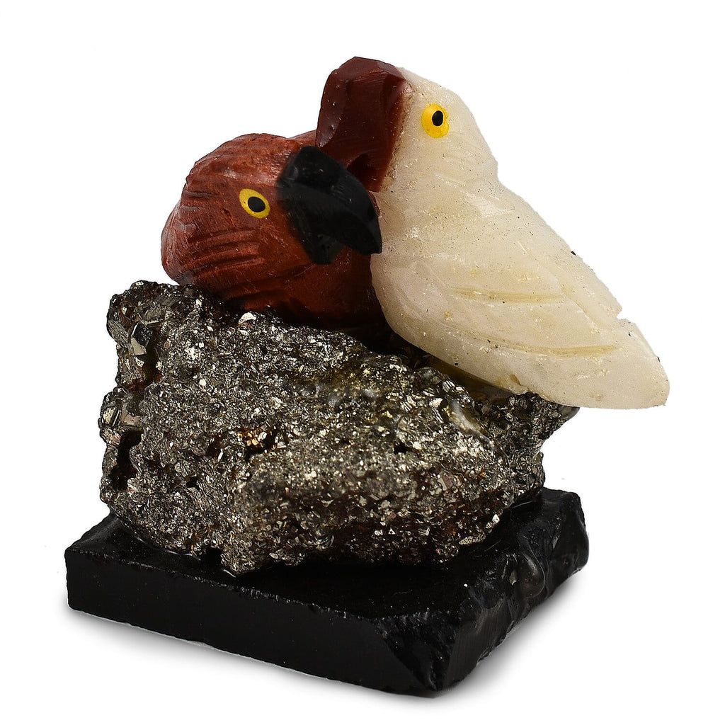 Tucson Find - Gem Decor Parrot Couple Figurine (Length 4.0 cm, Height - 12.0 Cm) - Multi