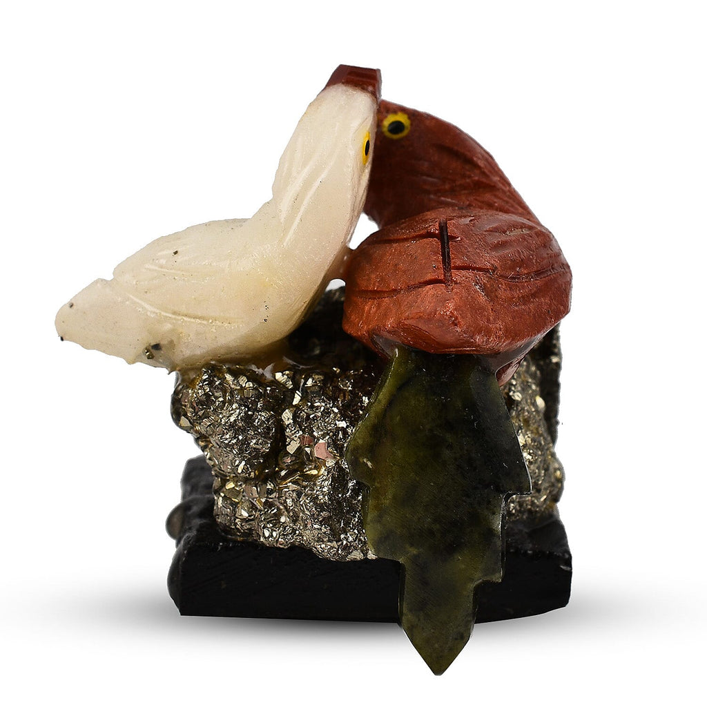Tucson Find - Gem Decor Parrot Couple Figurine (Length 4.0 cm, Height - 12.0 Cm) - Multi