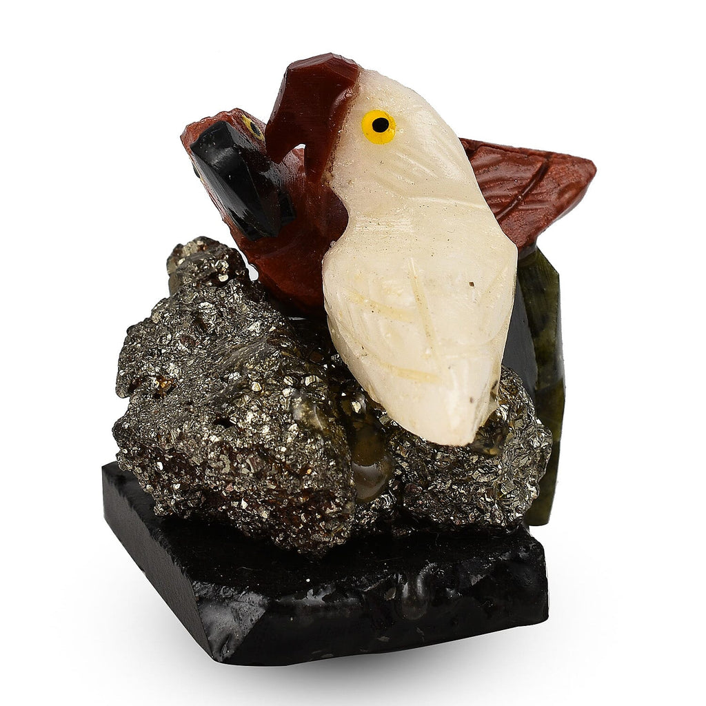 Tucson Find - Gem Decor Parrot Couple Figurine (Length 4.0 cm, Height - 12.0 Cm) - Multi