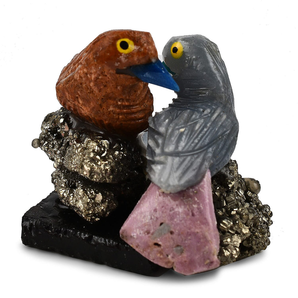 Tucson Find - Gem Decor Sparrow Couple Figurine (Length 4.5 cm, Height - 9.0 Cm) - Multi