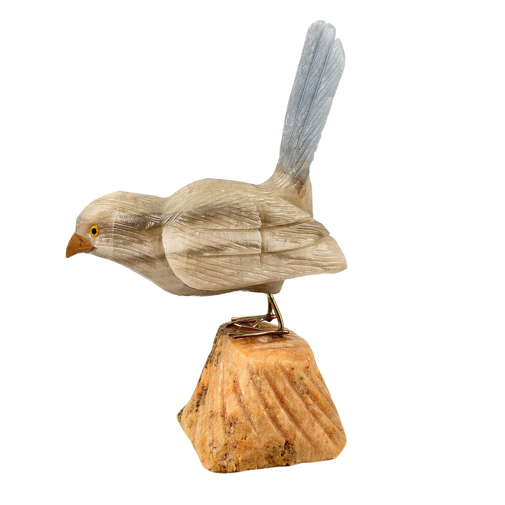 Tucson Find -- Gem Decor Sparrow Figurine (Length 4.5 cm, Height - 9 Cm) - Grey