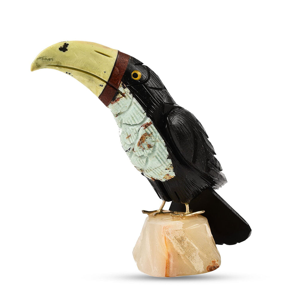 Tucson Find - Gem Decor Toucan Figurine (Length 4.5 cm, Height - 9.9 Cm) - Black
