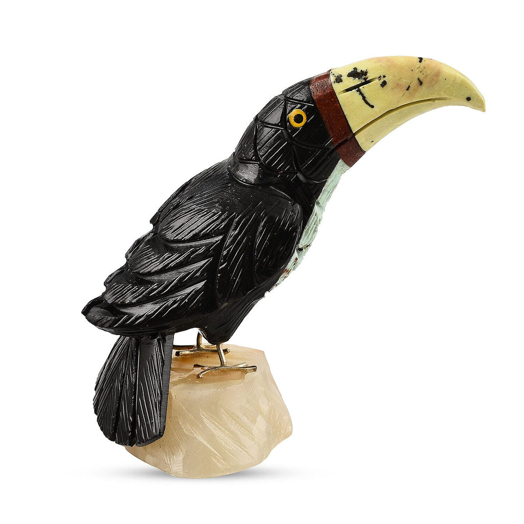 Tucson Find - Gem Decor Toucan Figurine (Length 4.5 cm, Height - 9.9 Cm) - Black