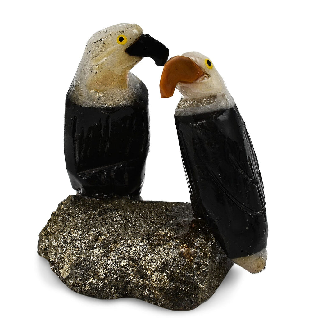 Tucson Find - Gem Decor Woodepecker Couple Figurine (Length 4.5 cm, Height - 9.9 Cm) - Black