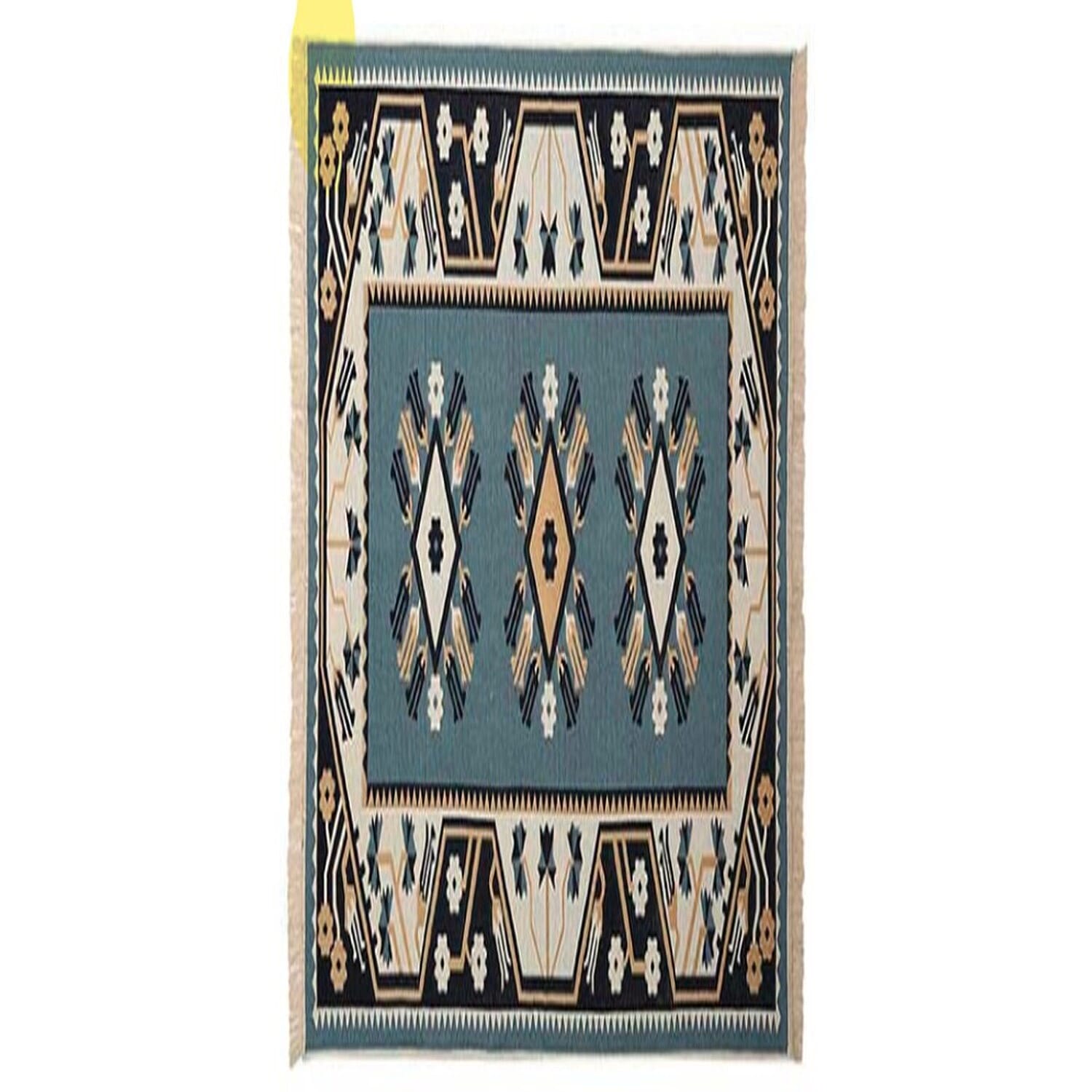 Reversible Woven Cotton Rug (Size 120x80 cm) - Blue & Multi