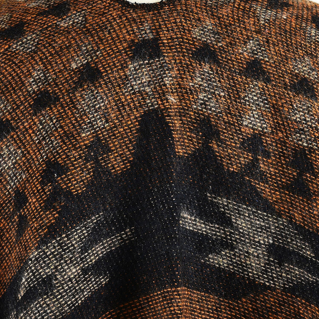Turkish Design Jacquard Poncho (Size 160x140 cm) - Brown