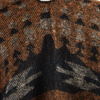 Turkish Design Jacquard Poncho (Size 160x140 cm) - Brown
