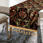 Turkish Table Runner with Tassels (Size 175x49 cm) - Black