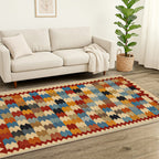 Turkish Kilim Patterned Rug (Size 80x125 cm) - Red & Beige