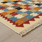 Turkish Kilim Patterned Rug (Size 80x125 cm) - Red & Beige
