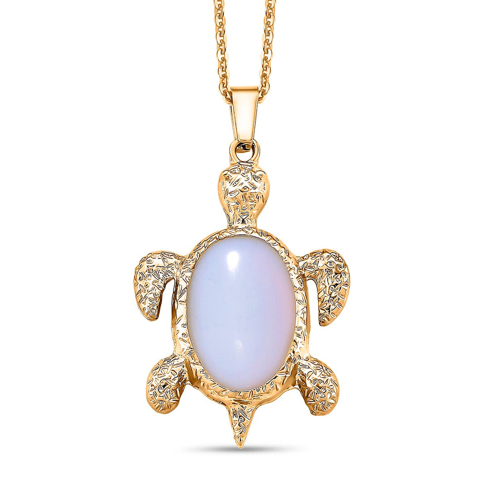 Turtle Spirit Opalite Pendant with Chain (Size 20-2 Ext) in Yellow Gold Tone 10.00 Ct.