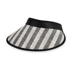 Two-Piece Set - Beach Ready Nautical Style Zebra - Strip Pattern Tote Bag with Hallow Top Sun Hat - Black