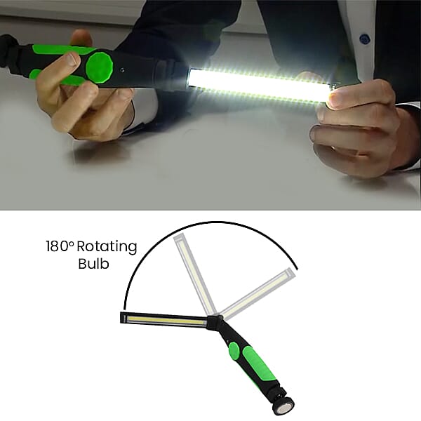 USB Charging Flashlight 180 Degrees Rotation  35cm - Green