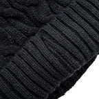 USB Rechargeable Waterproof LED Lighted Bobble Hat with Sherpa Lining - Black