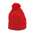 USB Rechargeable Waterproof LED Lighted Beanie Cap with Sherpa Lining and Faux Fur Bauble (Size 26x20 Cm) - Red
