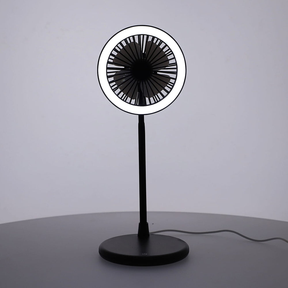 Foldable Desk Fan with LED Light and 3 Wind Speed Setting (Size 31x12x12 cm) - Black