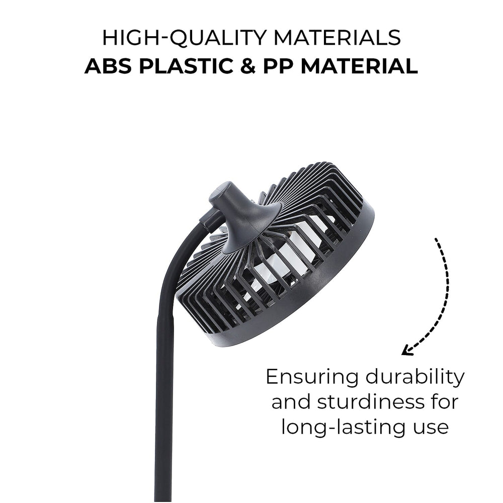 Foldable Desk Fan with LED Light and 3 Wind Speed Setting (Size 31x12x12 cm) - Black