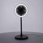 Foldable Desk Fan with LED Light and 3 Wind Speed Setting (Size 31x12x12 cm) - Black