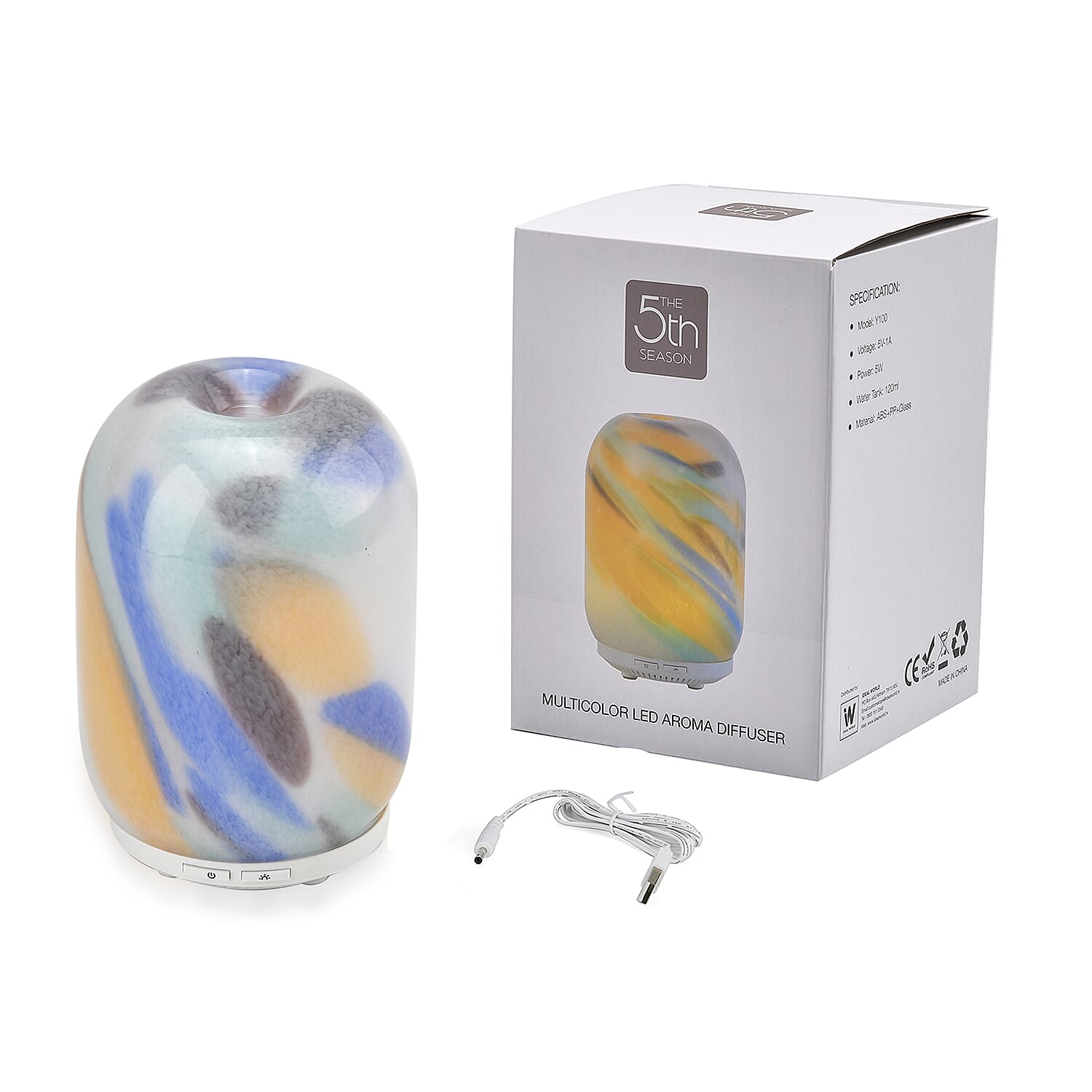 Ultrasonic Aroma Diffuser with 10 Fragrancel Oils & Changing LED Lights (Power 5W) - 120ml