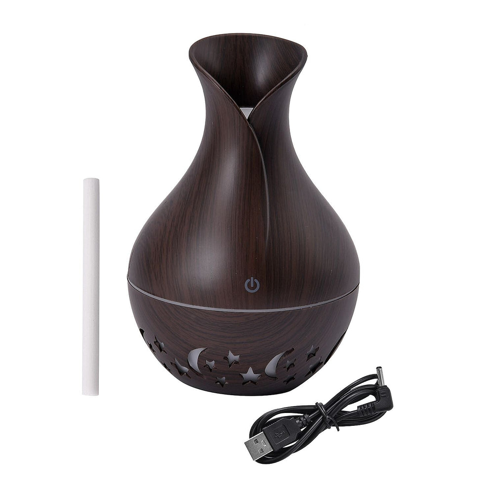 Ultrasonic Aroma Humidifier with LED Light (Size 14x10 cm) - Dark Brown