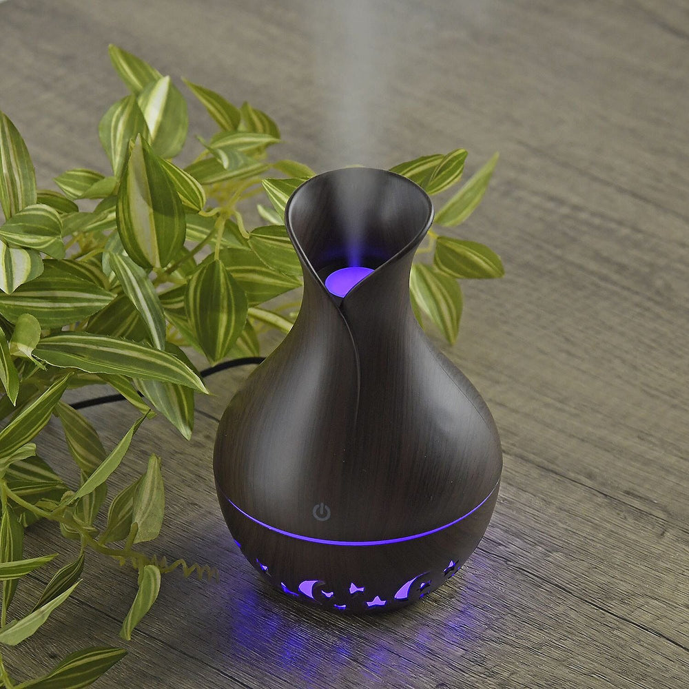 Ultrasonic Aroma Humidifier with LED Light (Size 14x10 cm) - Dark Brown