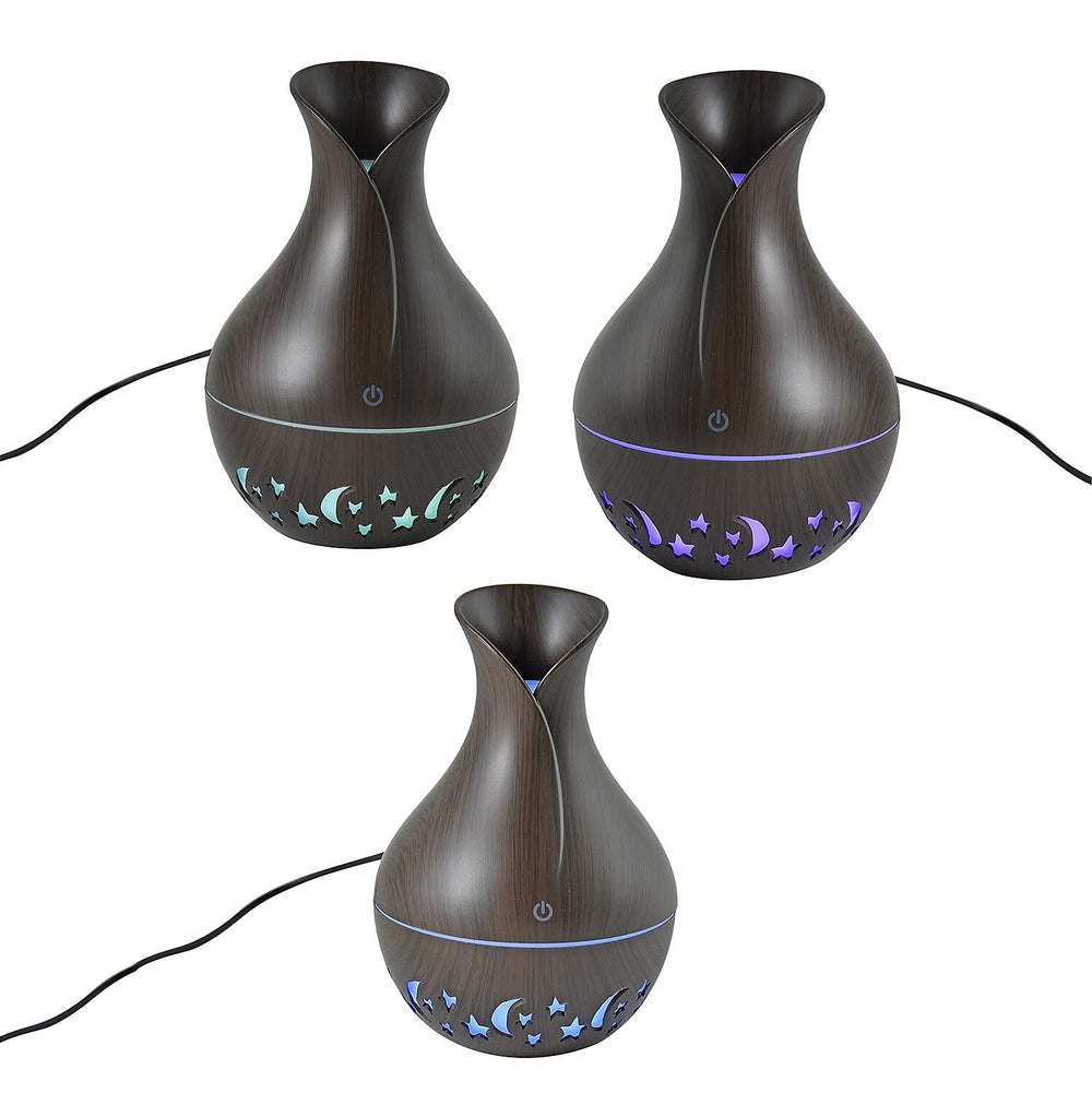 Ultrasonic Aroma Humidifier with LED Light (Size 14x10 cm) - Dark Brown