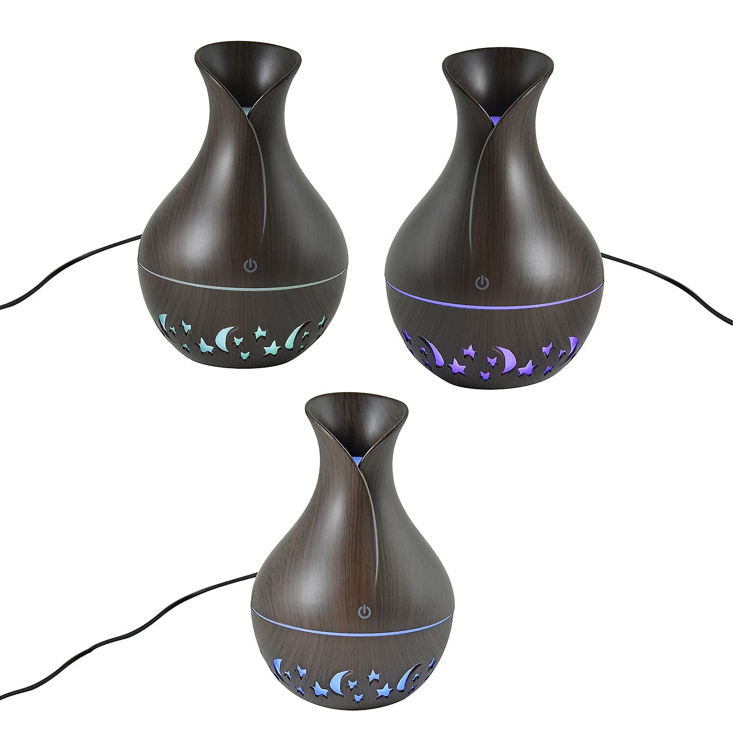 Ultrasonic Aroma Humidifier with LED Light (Size 14x10 cm) - Dark Brown