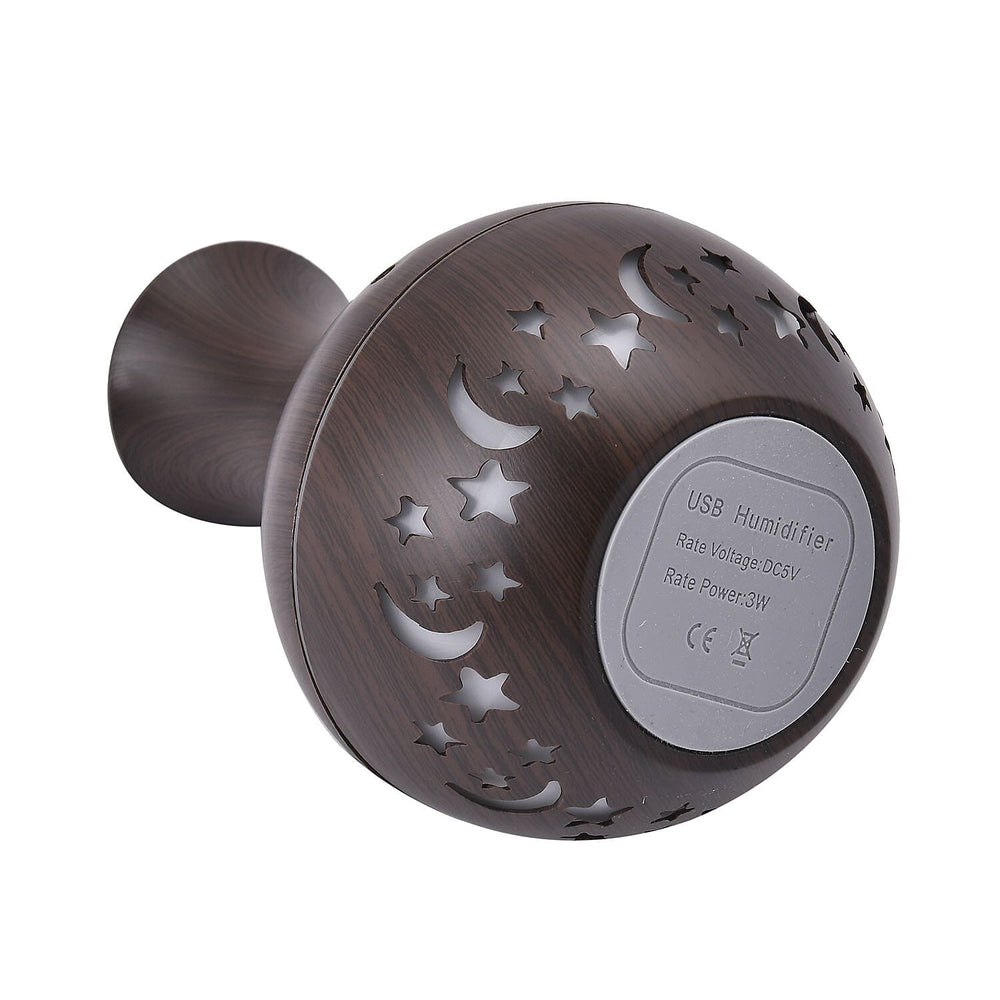 Ultrasonic Aroma Humidifier with LED Light (Size 14x10 cm) - Dark Brown
