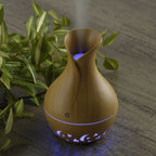 Ultrasonic Aroma Humidifier with LED Light (Size 14x10 cm) - Light Brown