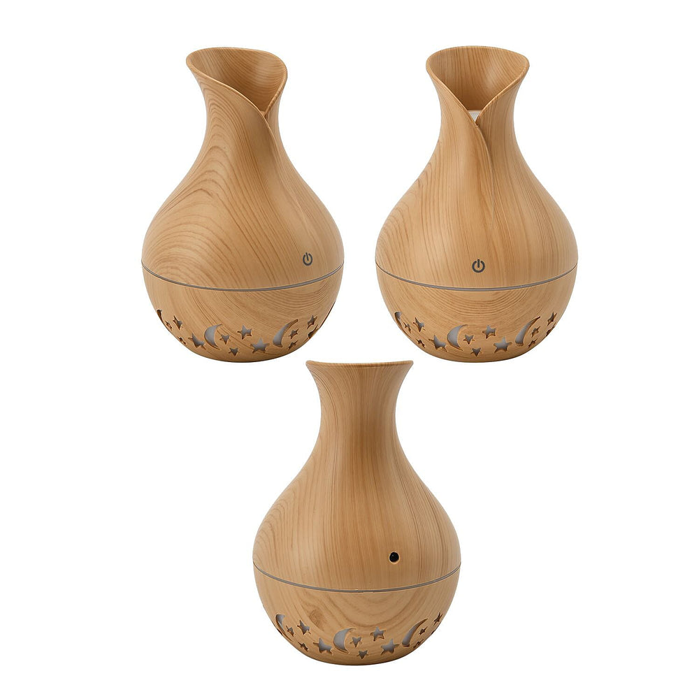 Ultrasonic Aroma Humidifier with LED Light (Size 14x10 cm) - Light Brown