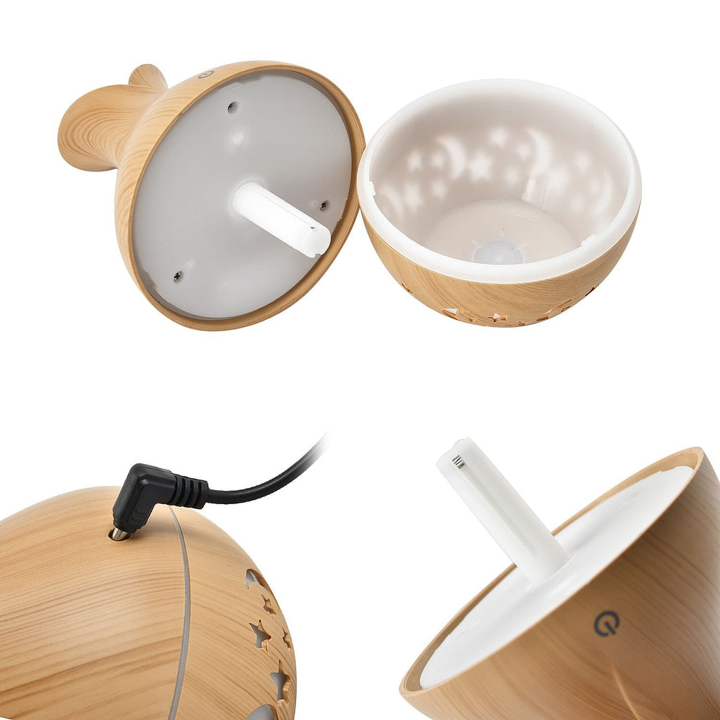 Ultrasonic Aroma Humidifier with LED Light (Size 14x10 cm) - Light Brown