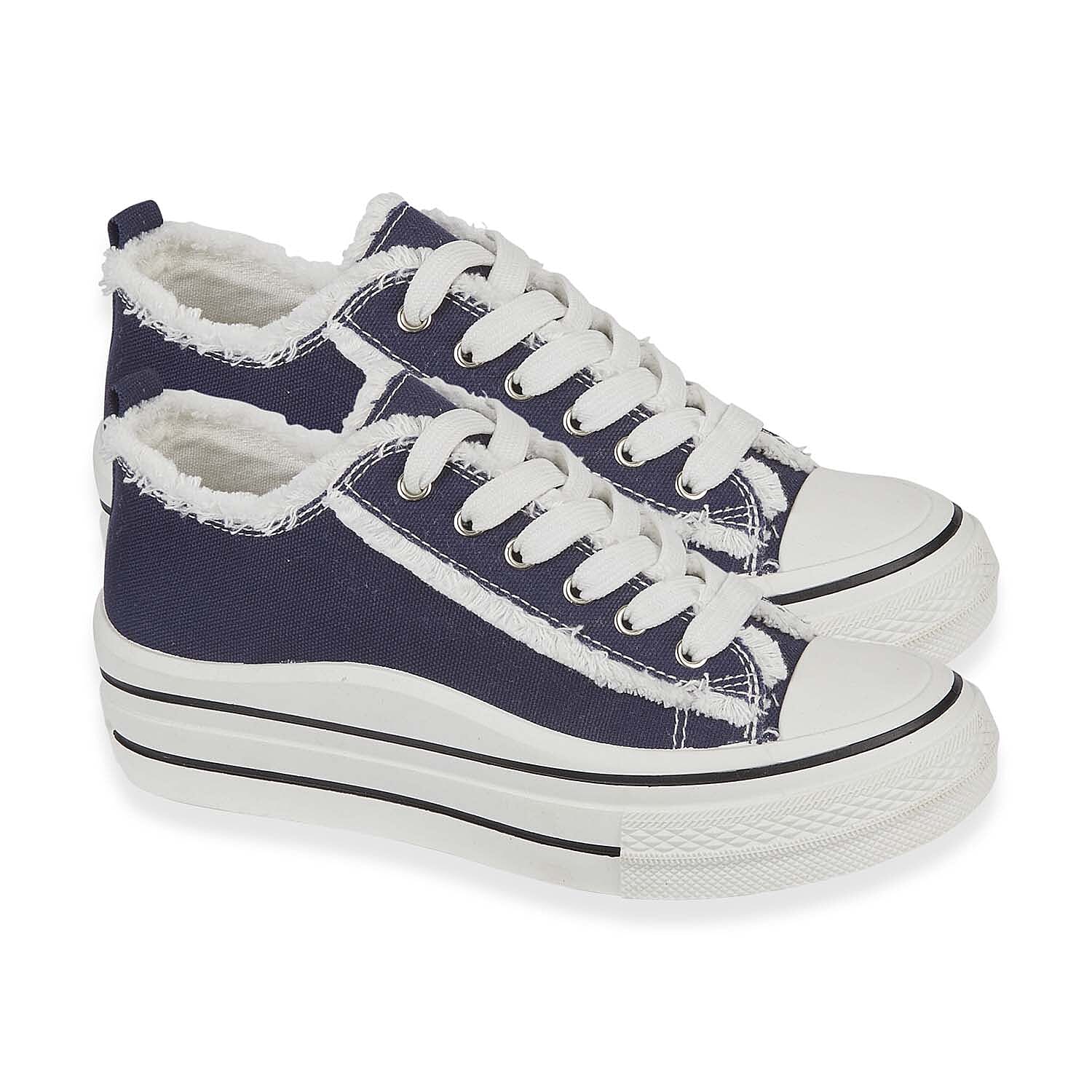 Urban Jacks Ladies Capri Lace-Up Canvas (Size 4) - Denim