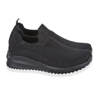 Urban Jacks Womens Casual Slip-On Trainers with Memory Foam & Diamond Detail (Size 8) - Black