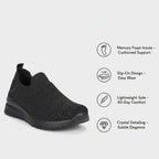 Urban Jacks Womens Casual Slip-On Trainers with Memory Foam & Diamond Detail (Size 8) - Black