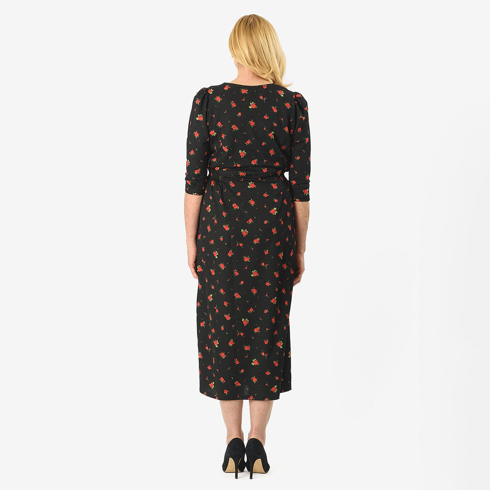 IW Knitted Dress (Size - 12) - Black Floral