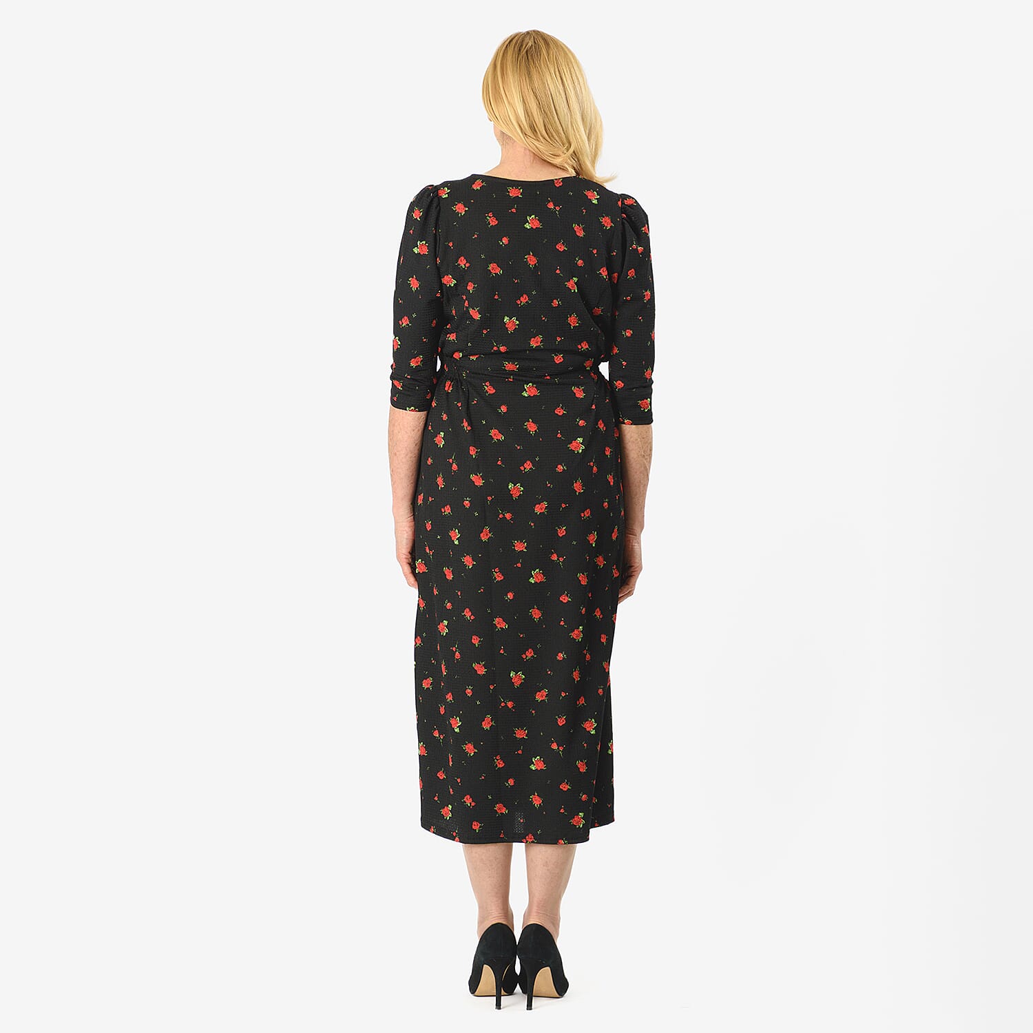 IW Knitted Dress (Size - 12) - Black Floral
