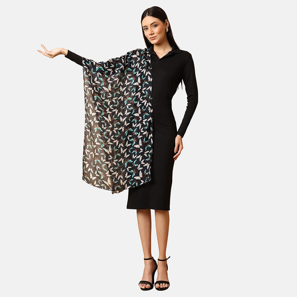 VALLISERIE 100% MULBERRY SILK Sea Life Printed Scarf (50x175 cm) - Multi Colour