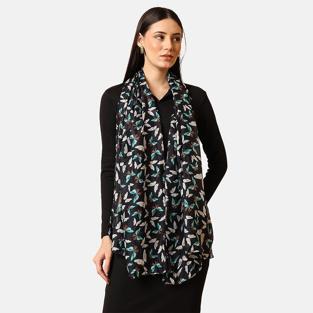VALLISERIE 100% MULBERRY SILK Sea Life Printed Scarf (50x175 cm) - Multi Colour