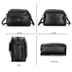 Valliserie 100% Genuine Leather Croco Pattern Crossbody Sling Bag - Black