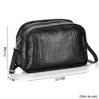 Valliserie 100% Genuine Leather Croco Pattern Crossbody Sling Bag - Black